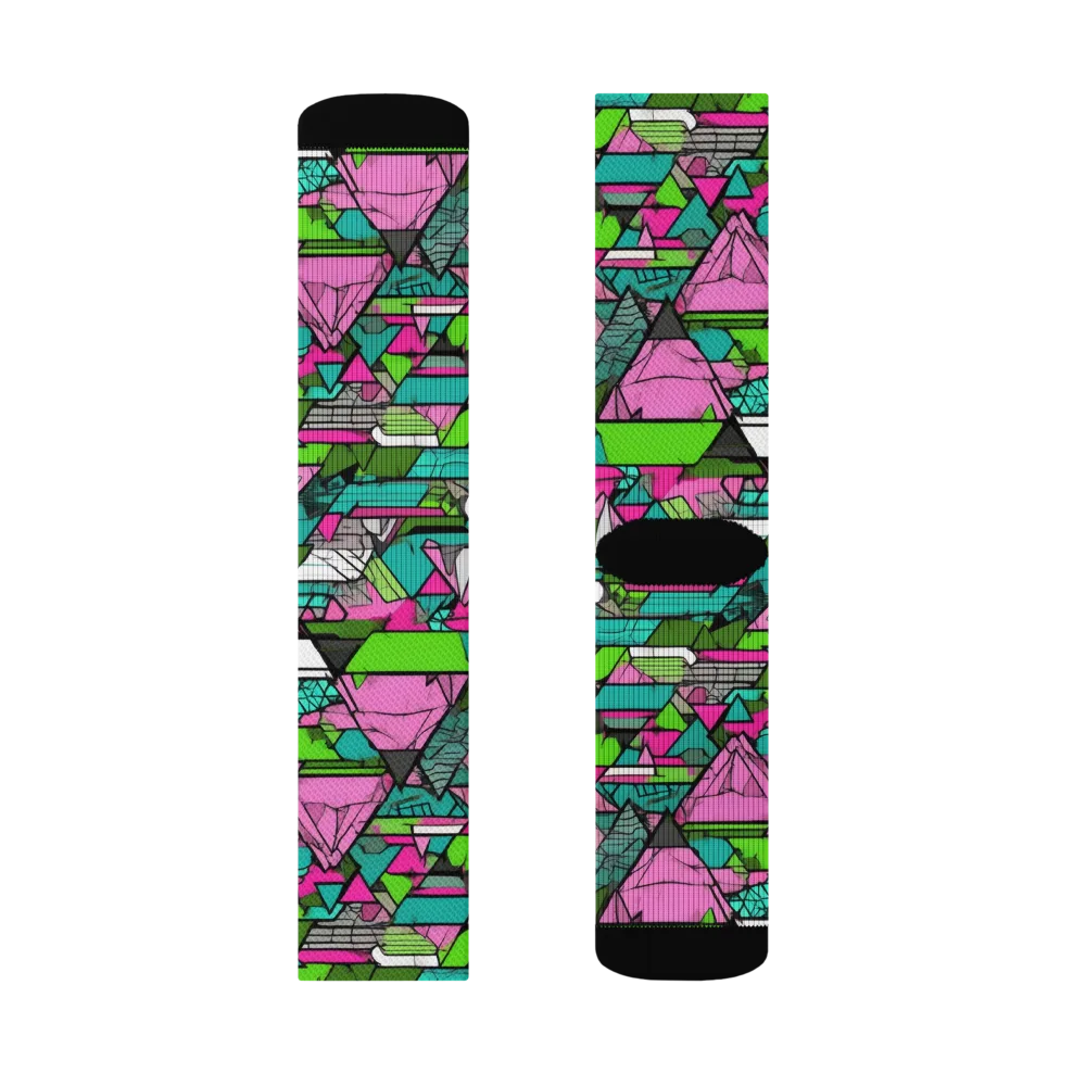 Neon Alpine Grid on Socks — Right Sock