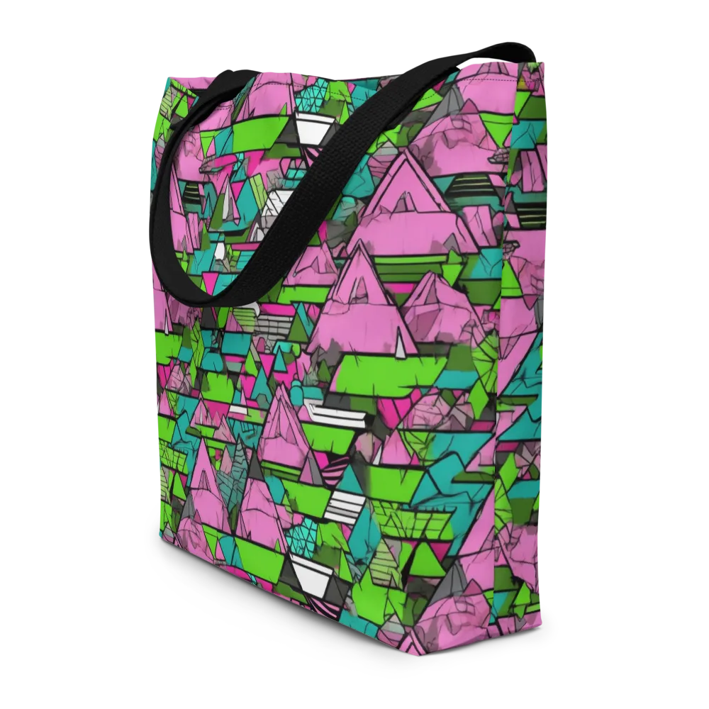 Neon Alpine Grid on Large Tote Bag W/ Pocket — Front