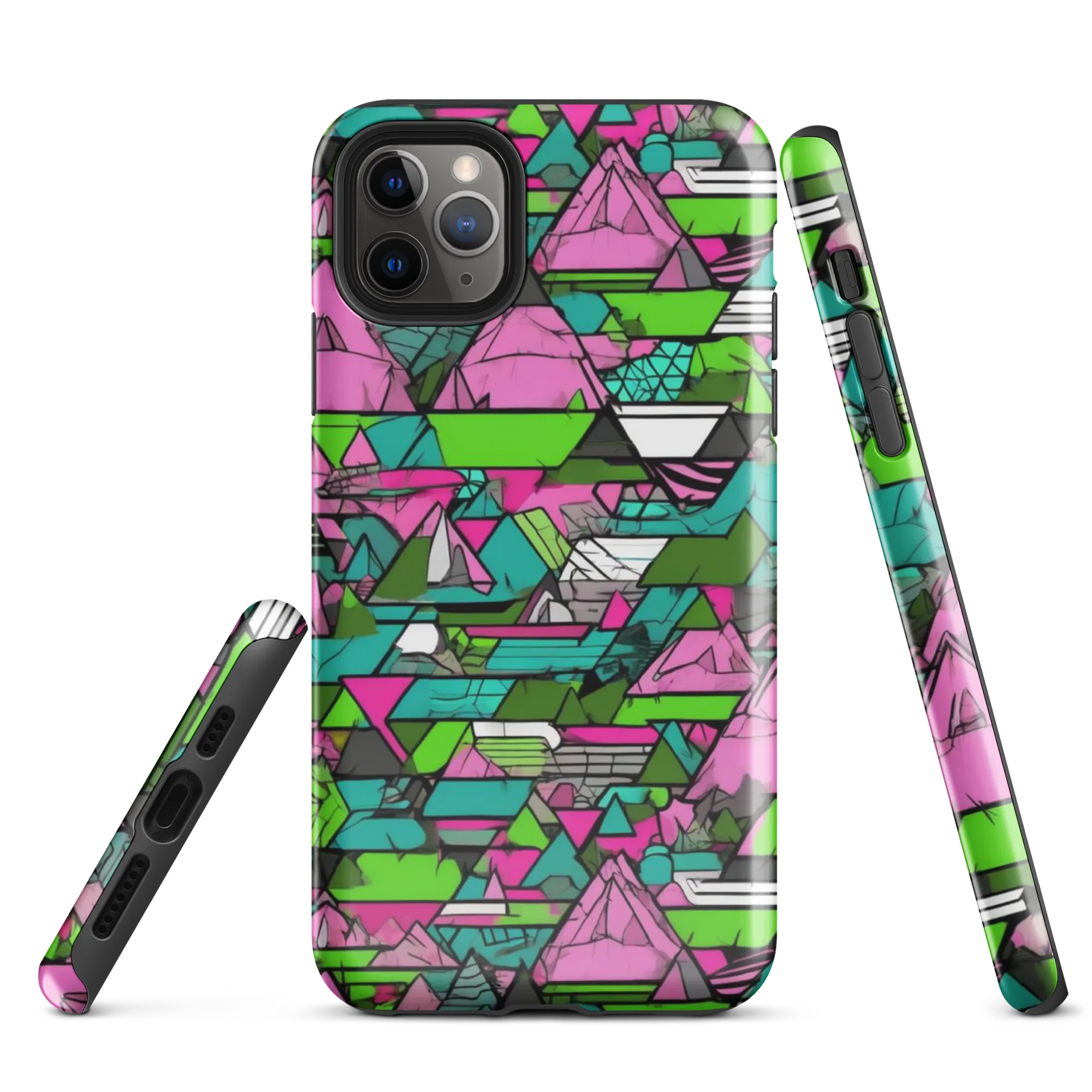 Neon Alpine Grid on Tough Case for iPhone® — Front