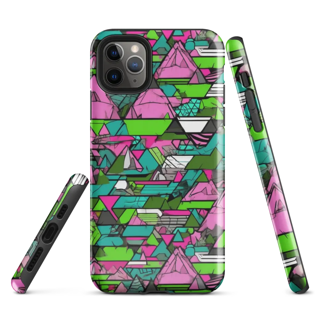 Neon Alpine Grid on Tough Case for iPhone® — Front