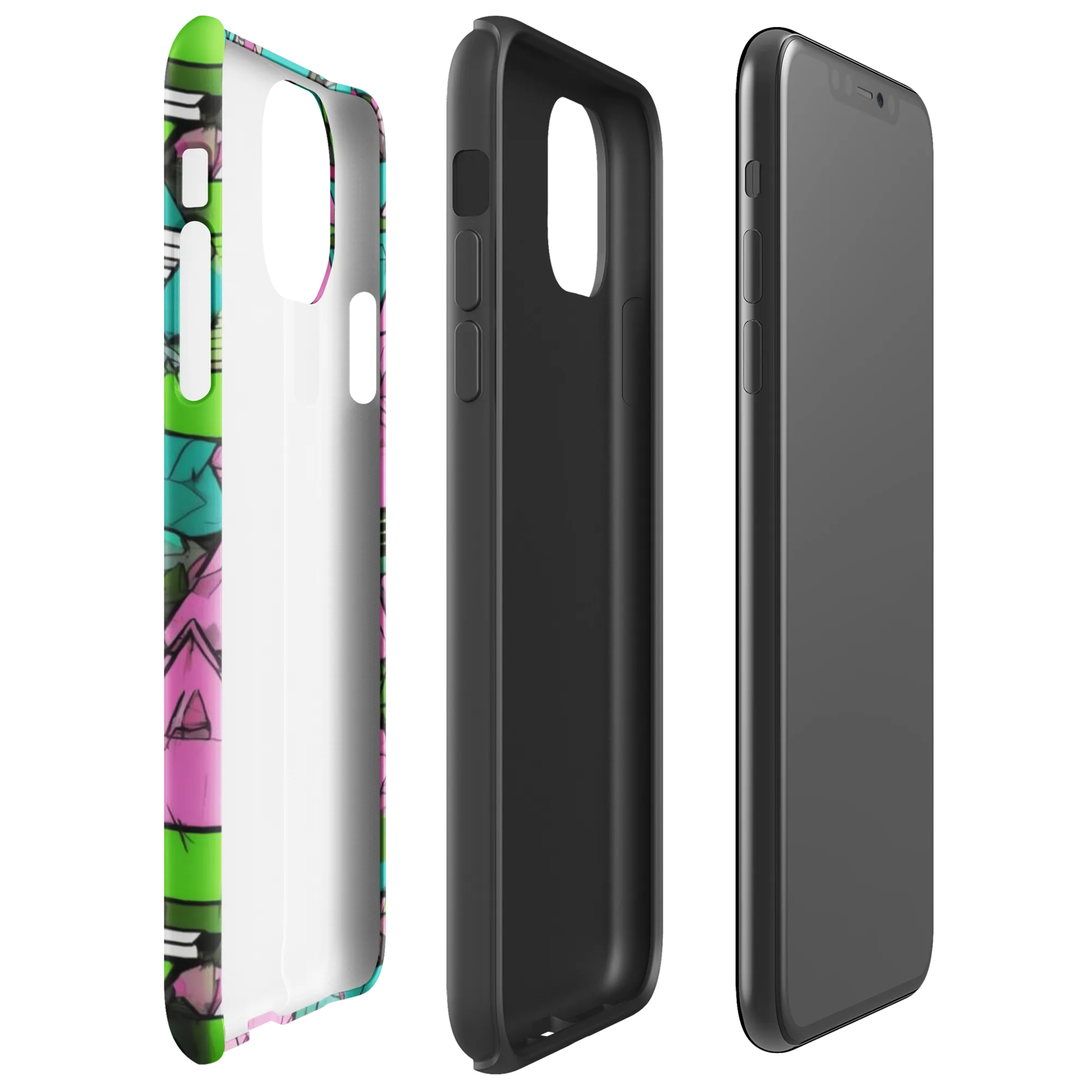 Neon Alpine Grid on Tough Case for iPhone® — Right