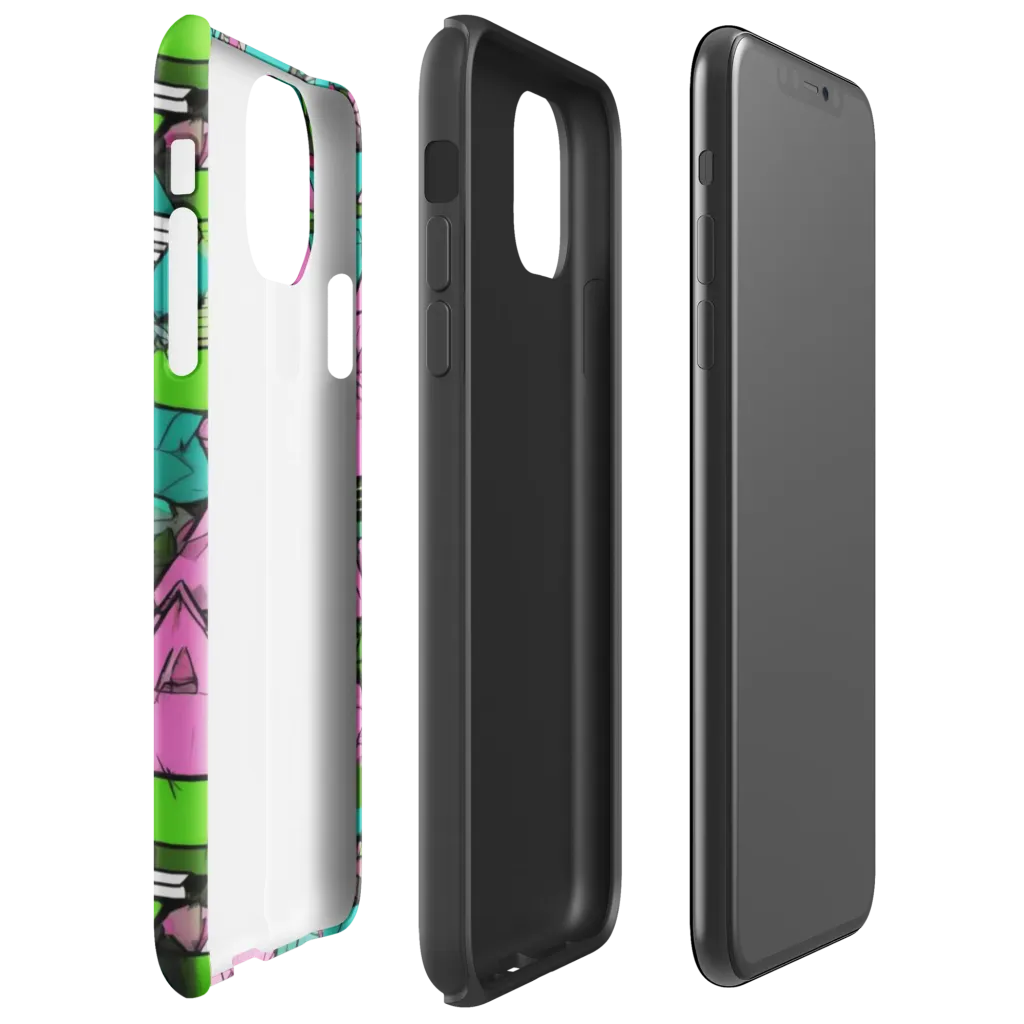 Neon Alpine Grid on Tough Case for iPhone® — Right