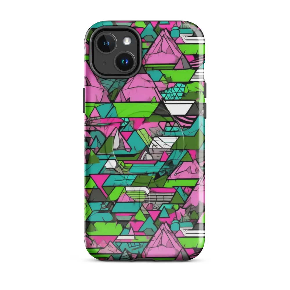 Neon Alpine Grid on MagSafe Tough Case for iPhone® — Front
