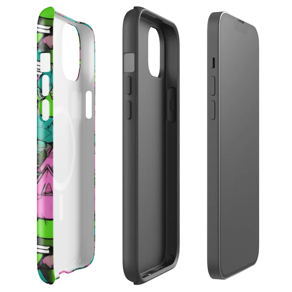 Neon Alpine Grid on MagSafe Tough Case for iPhone® — Front