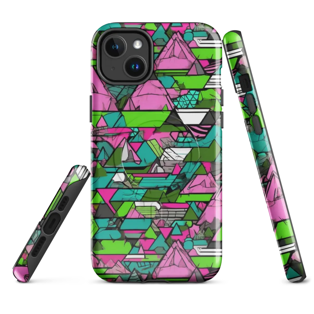Neon Alpine Grid on MagSafe Tough Case for iPhone® — Front