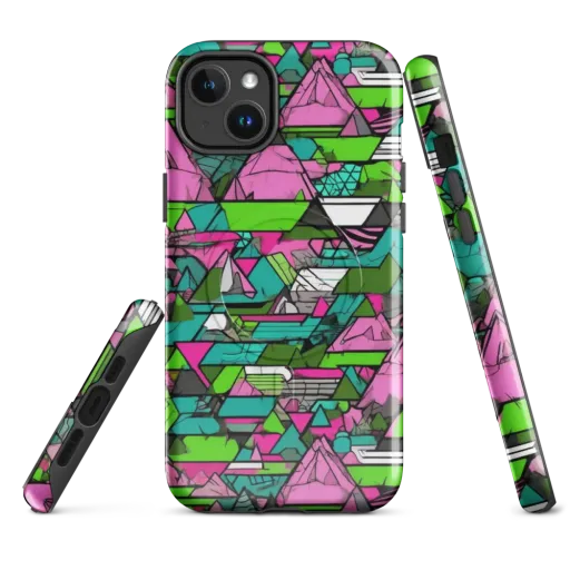 Neon Alpine Grid on a MagSafe Tough Case for iPhone®