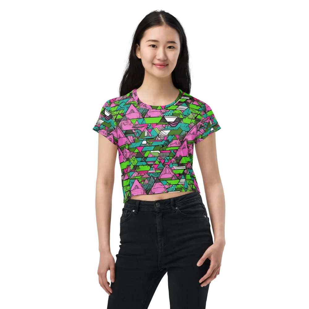 Neon Alpine Grid on Crop Tee — Front