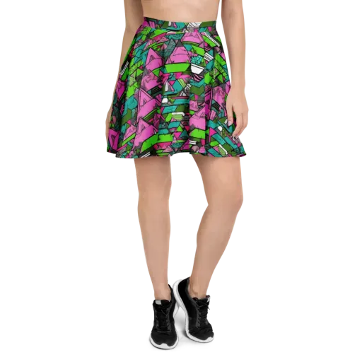 Neon Alpine Grid on a Skater Skirt