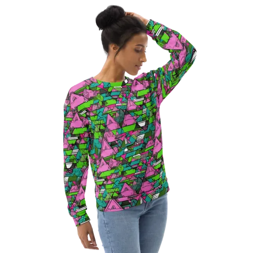 Neon Alpine Grid on a Sweatshirt