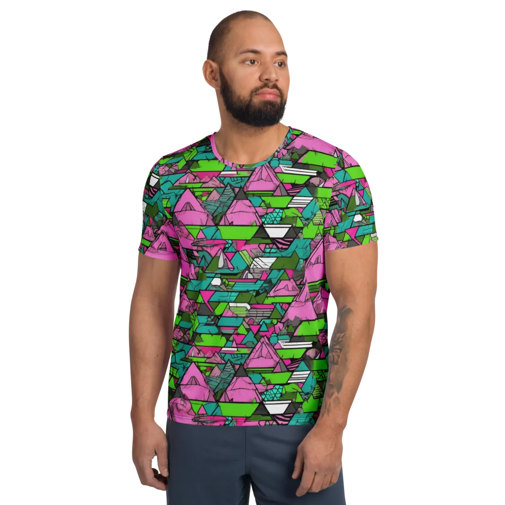 Neon Alpine Grid on Men's Athletic T-Shirt — Front