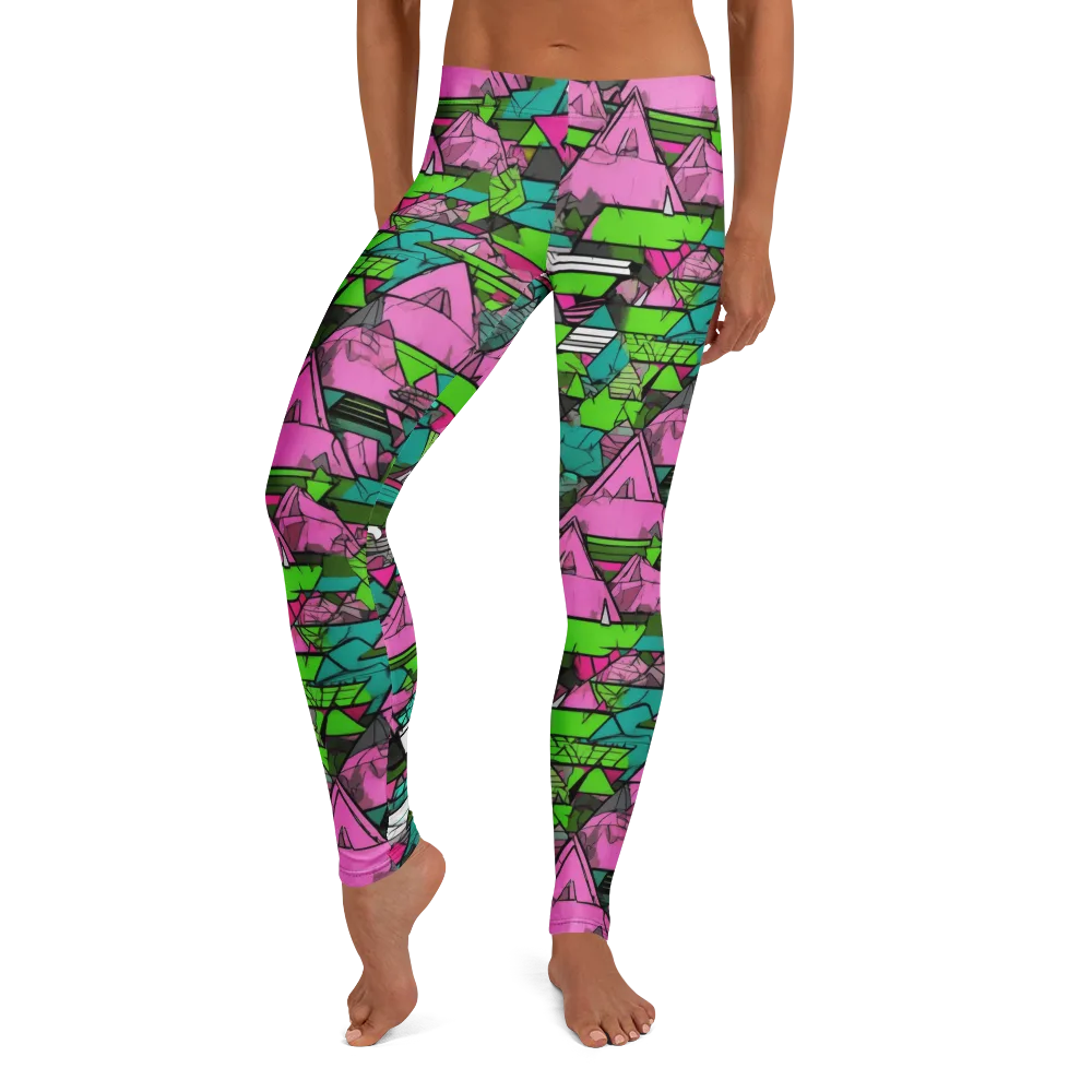 Neon Alpine Grid on Leggings — Front