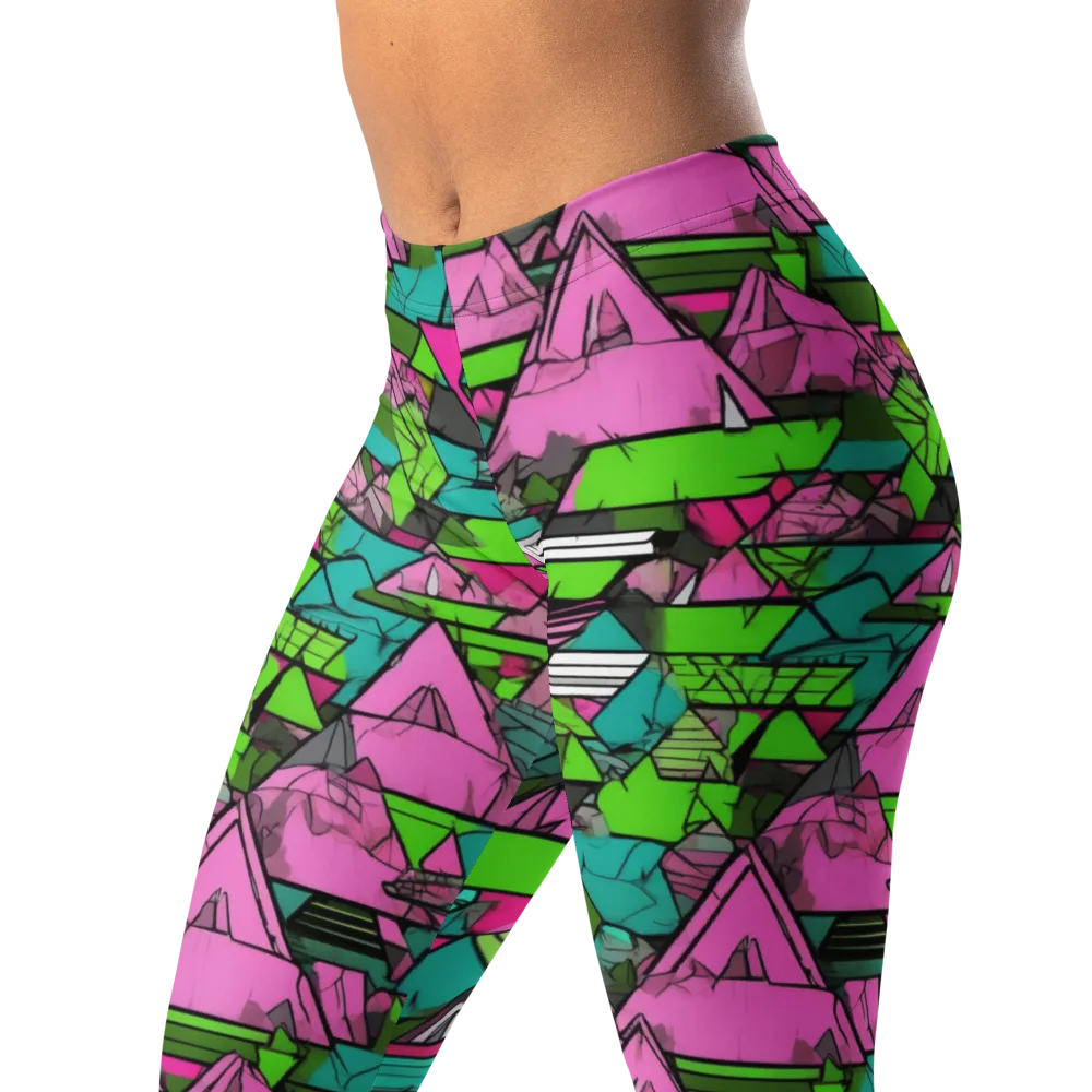 Neon Alpine Grid on Leggings — Left Front