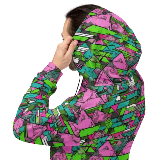 Neon Alpine Grid on a Hoodie