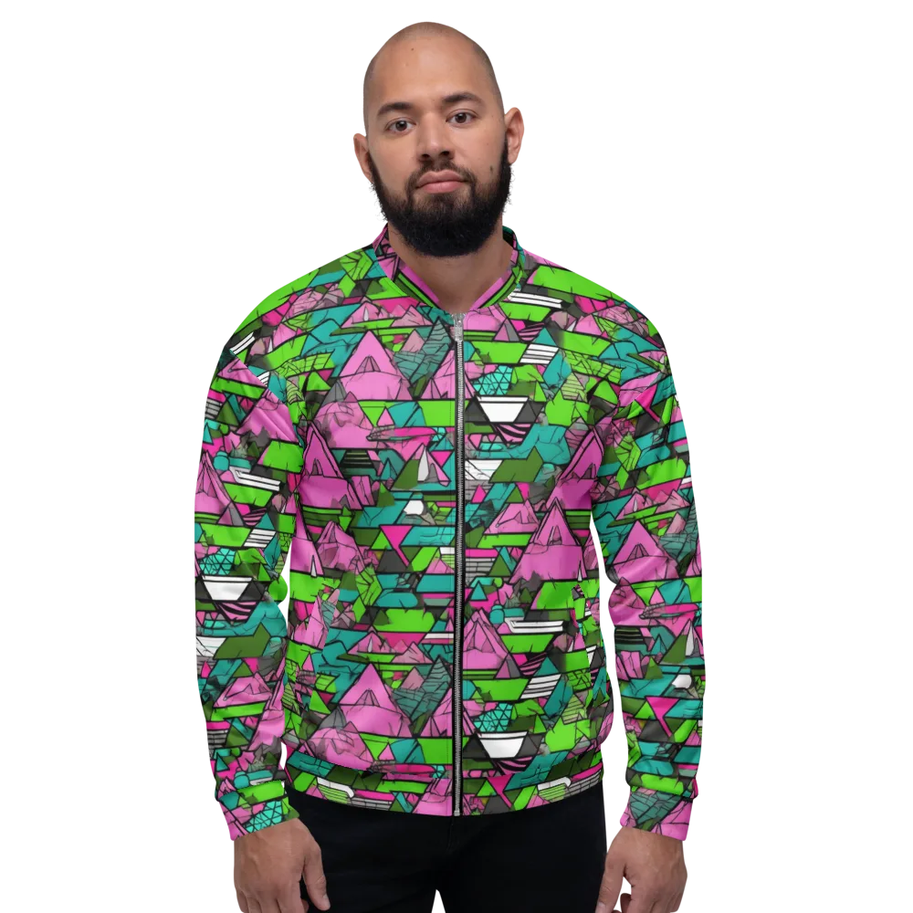 Neon Alpine Grid on Bomber Jacket — Front
