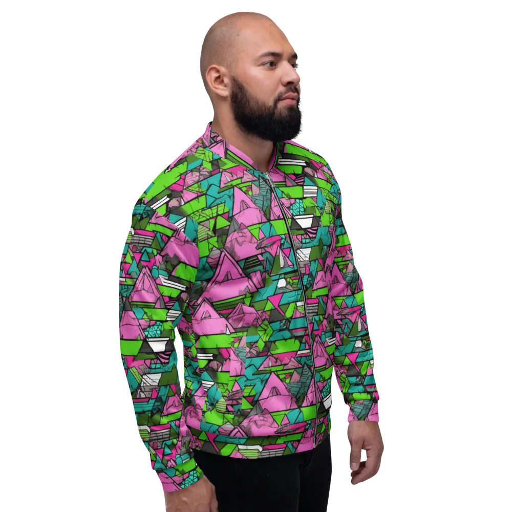 Neon Alpine Grid on Bomber Jacket — Right