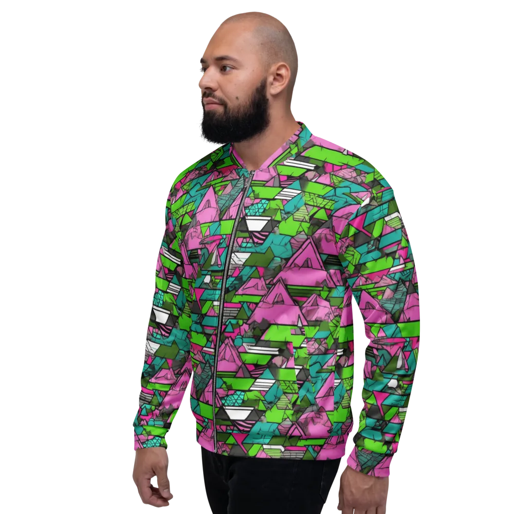 Neon Alpine Grid on Bomber Jacket — Left