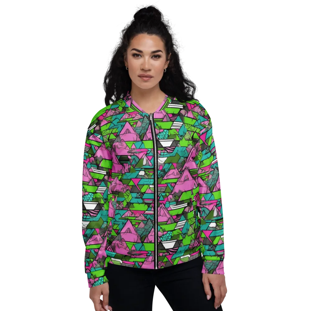 Neon Alpine Grid on Bomber Jacket — Front