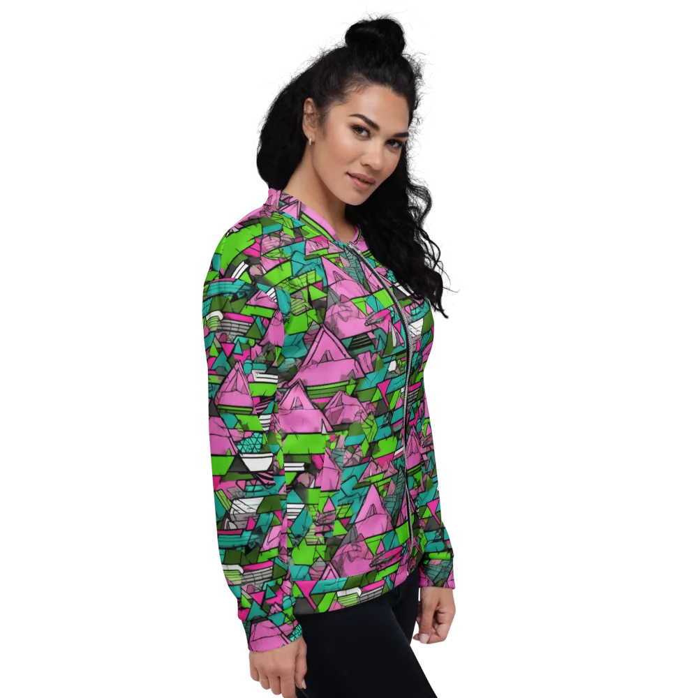 Neon Alpine Grid on Bomber Jacket — Right
