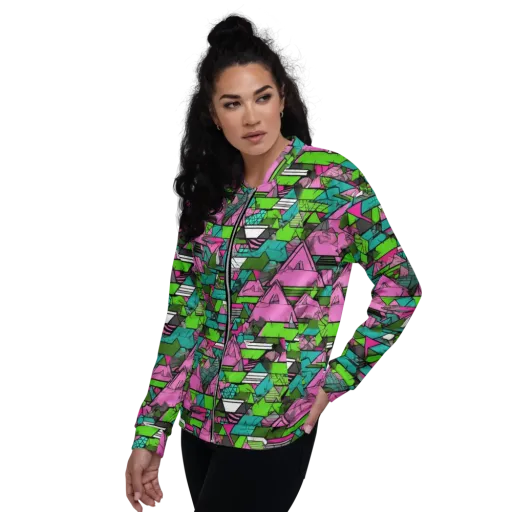 Neon Alpine Grid on a Bomber Jacket