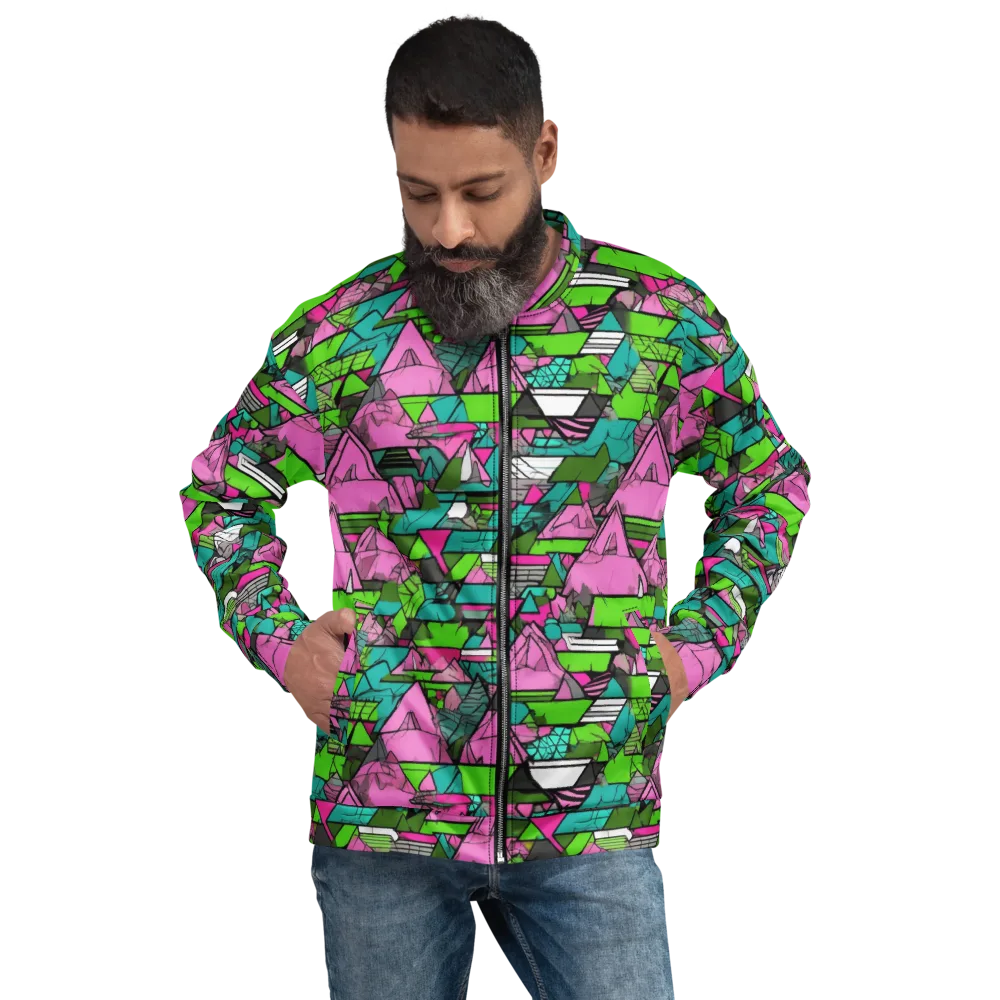 Neon Alpine Grid on Bomber Jacket — Front