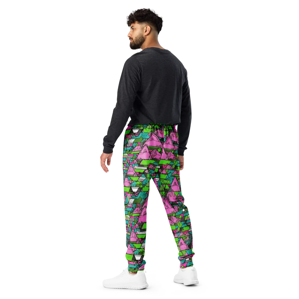 Neon Alpine Grid on Men's Joggers — Back
