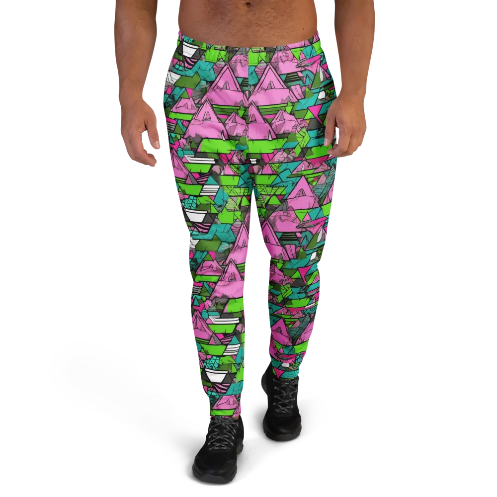 Neon Alpine Grid on Men's Joggers — Front