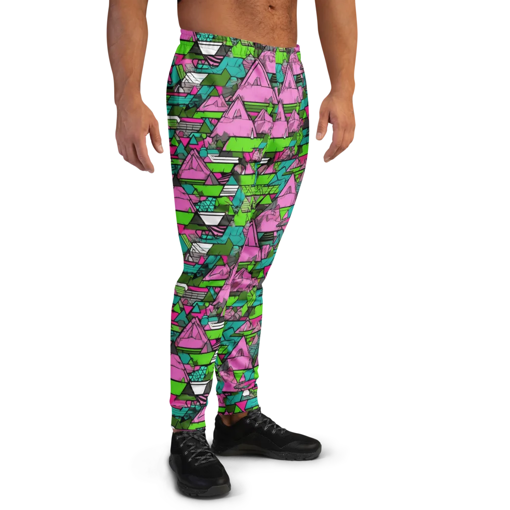 Neon Alpine Grid on Men's Joggers — Right