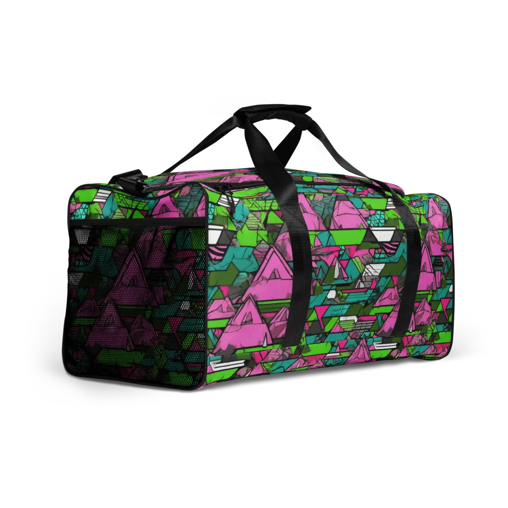 Neon Alpine Grid on Duffle Bag — Right Front