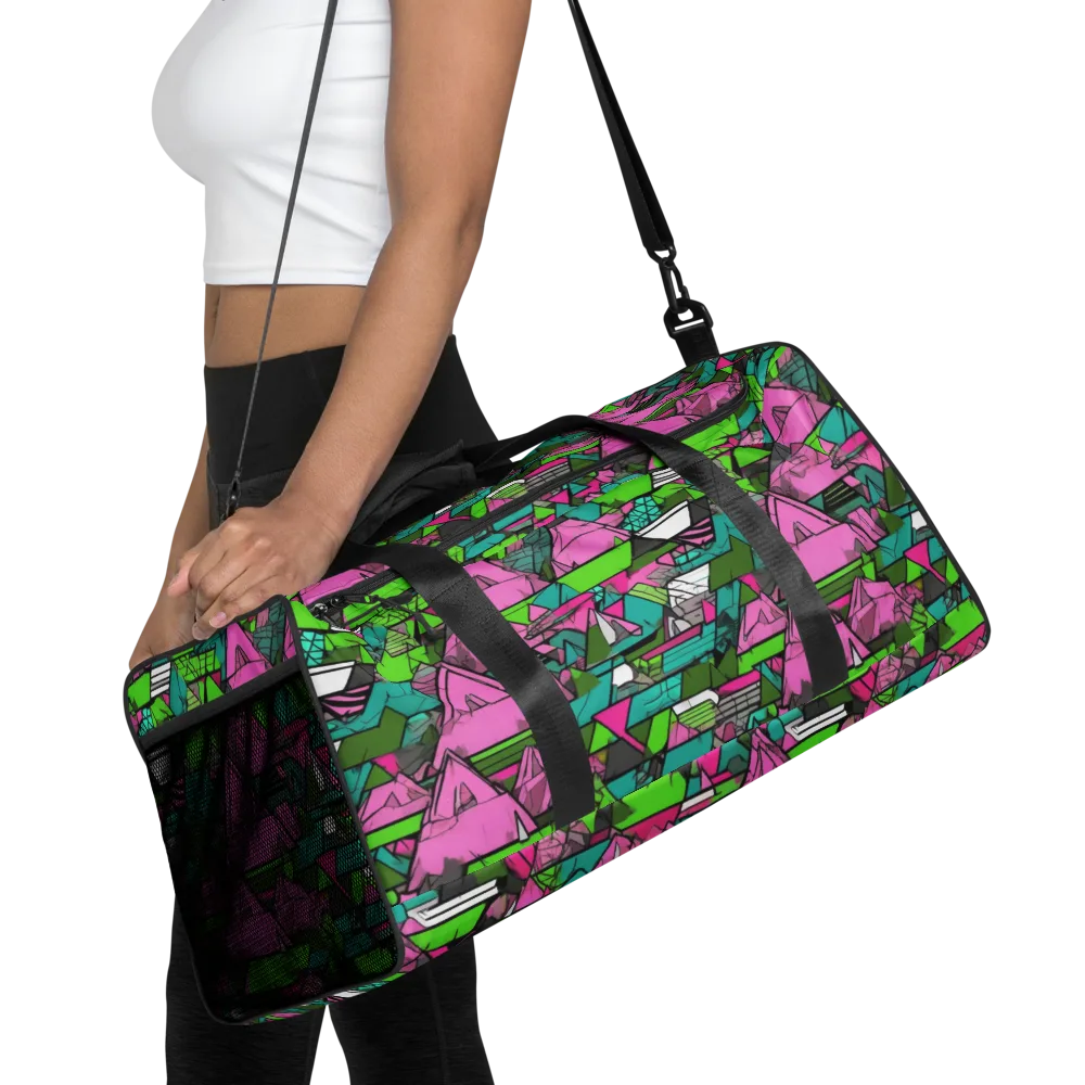 Neon Alpine Grid on Duffle Bag — Front