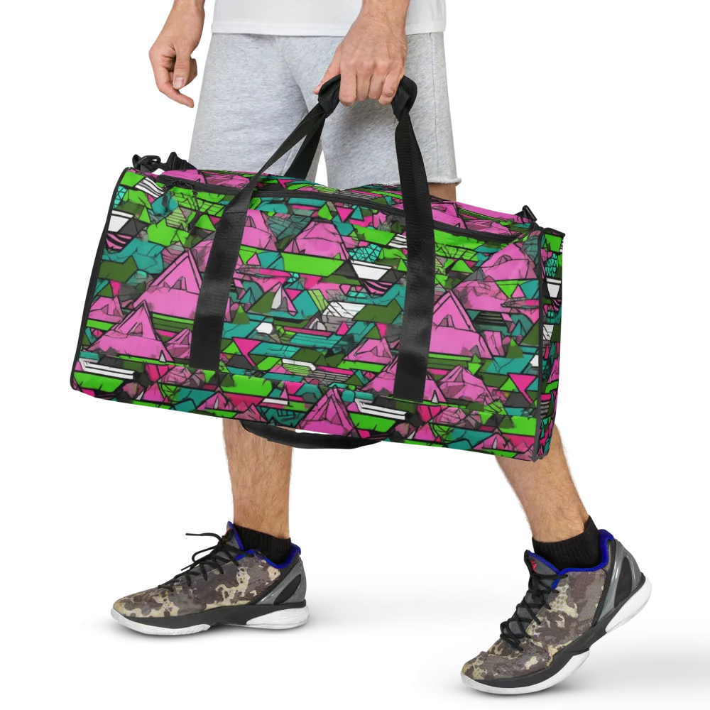 Neon Alpine Grid on Duffle Bag — Front