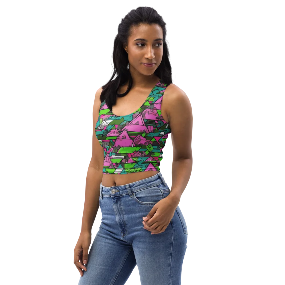 Neon Alpine Grid on Crop Top — Left Front