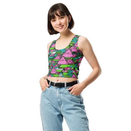 Neon Alpine Grid on a Crop Top