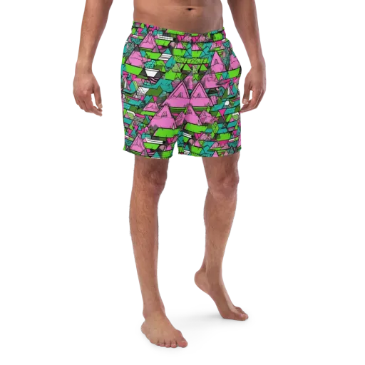 Neon Alpine Grid on a Swim Trunks