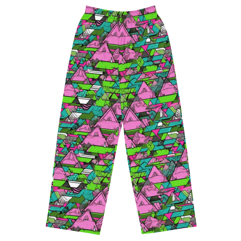 Neon Alpine Grid on Wide-Leg Pants — Front