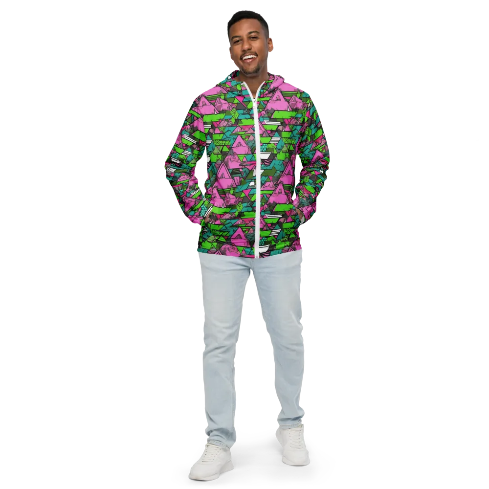 Neon Alpine Grid on Men's Windbreaker — Front