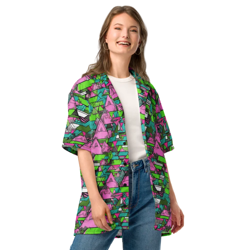 Neon Alpine Grid on Button Shirt — Front