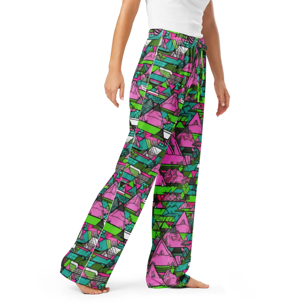 Neon Alpine Grid on Women's Pajama Pants — Right Front