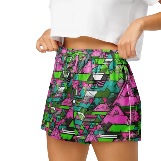 Neon Alpine Grid on a Women's Pajama Shorts