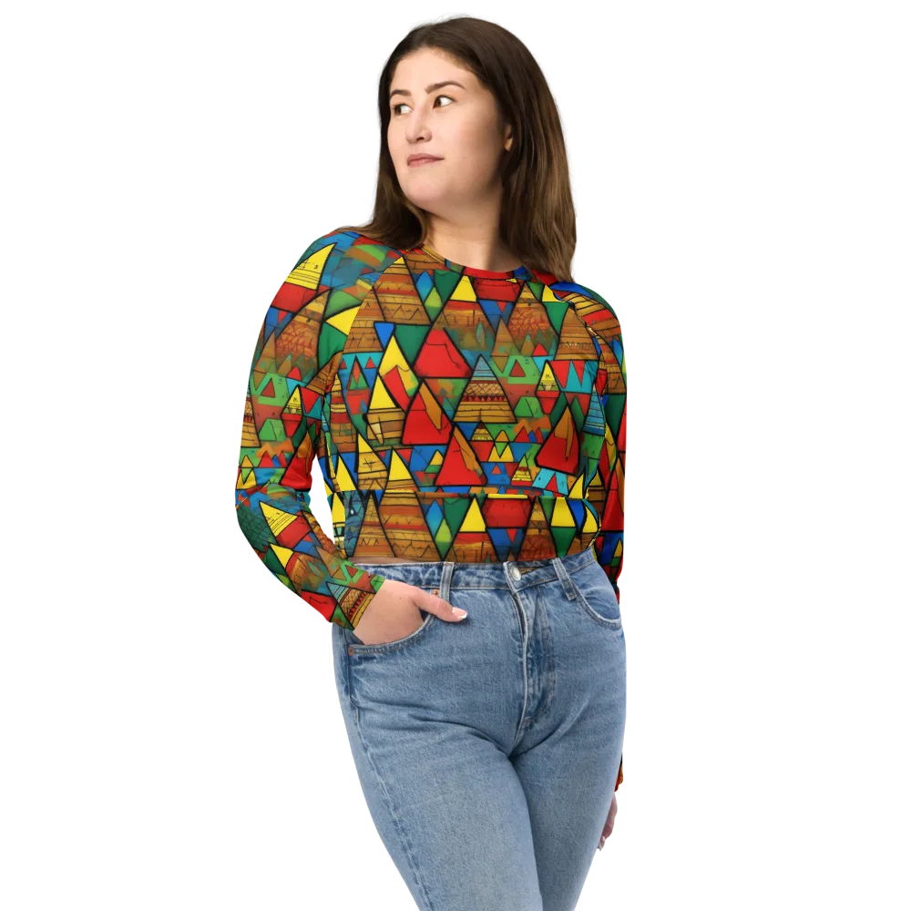Kaleidoscope Mesa on Long Sleeve Crop Top — Front