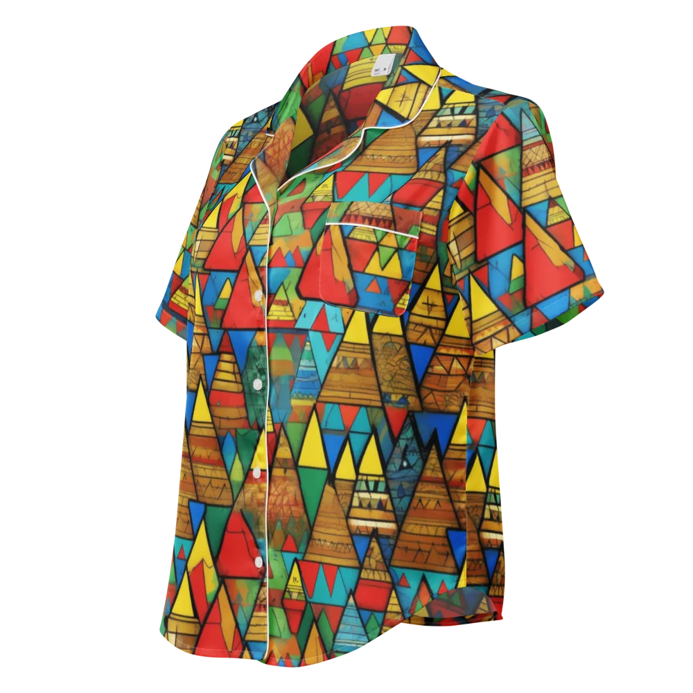 Kaleidoscope Mesa on Women's Short Sleeve Pajama Top — Left Front