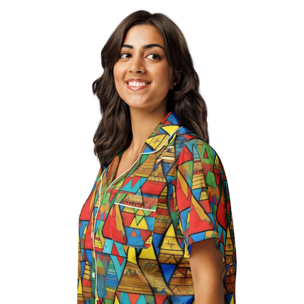 Kaleidoscope Mesa on Women's Short Sleeve Pajama Top — Left Front