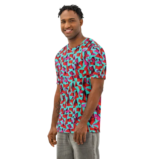 Vermilion Prism on a Men's Cotton Crew Neck T-Shirt