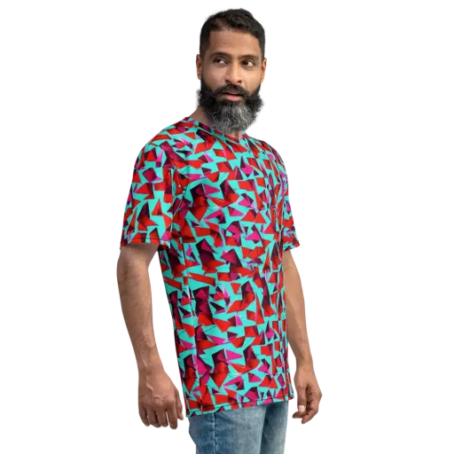 Vermilion Prism on a Men's Crew Neck T-Shirt