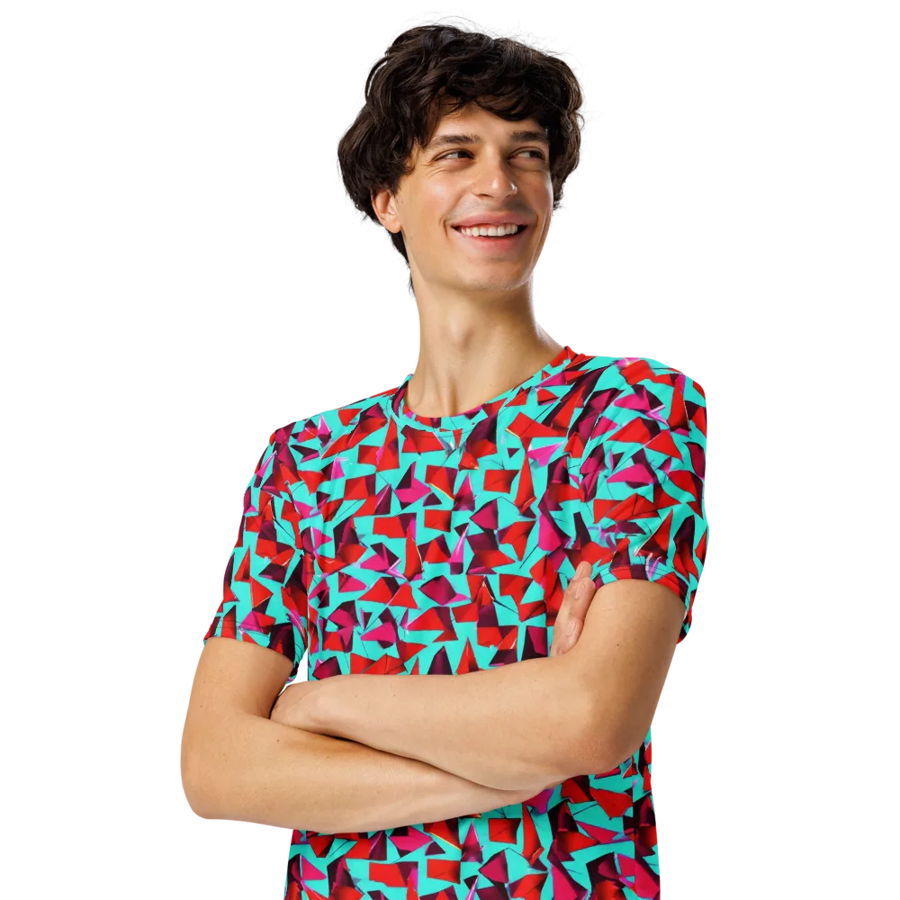 Vermilion Prism on Men's Crew Neck T-Shirt — Left Front