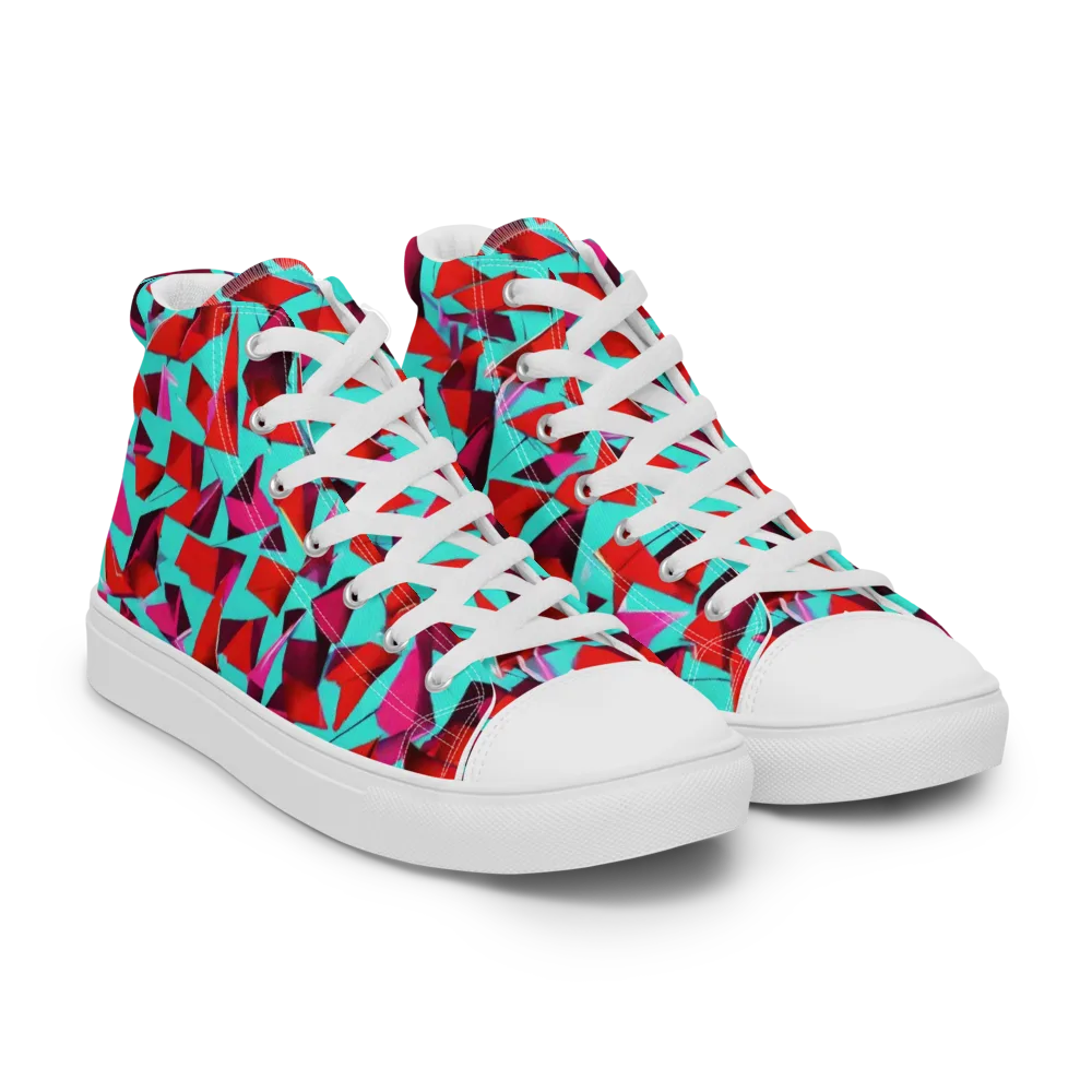 Vermilion Prism on Men's High Top Canvas Shoes — Right Front