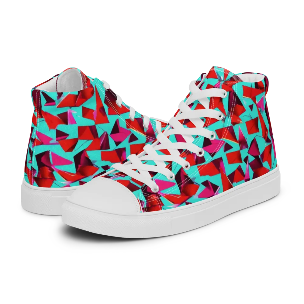 Vermilion Prism on Men's High Top Canvas Shoes — Left