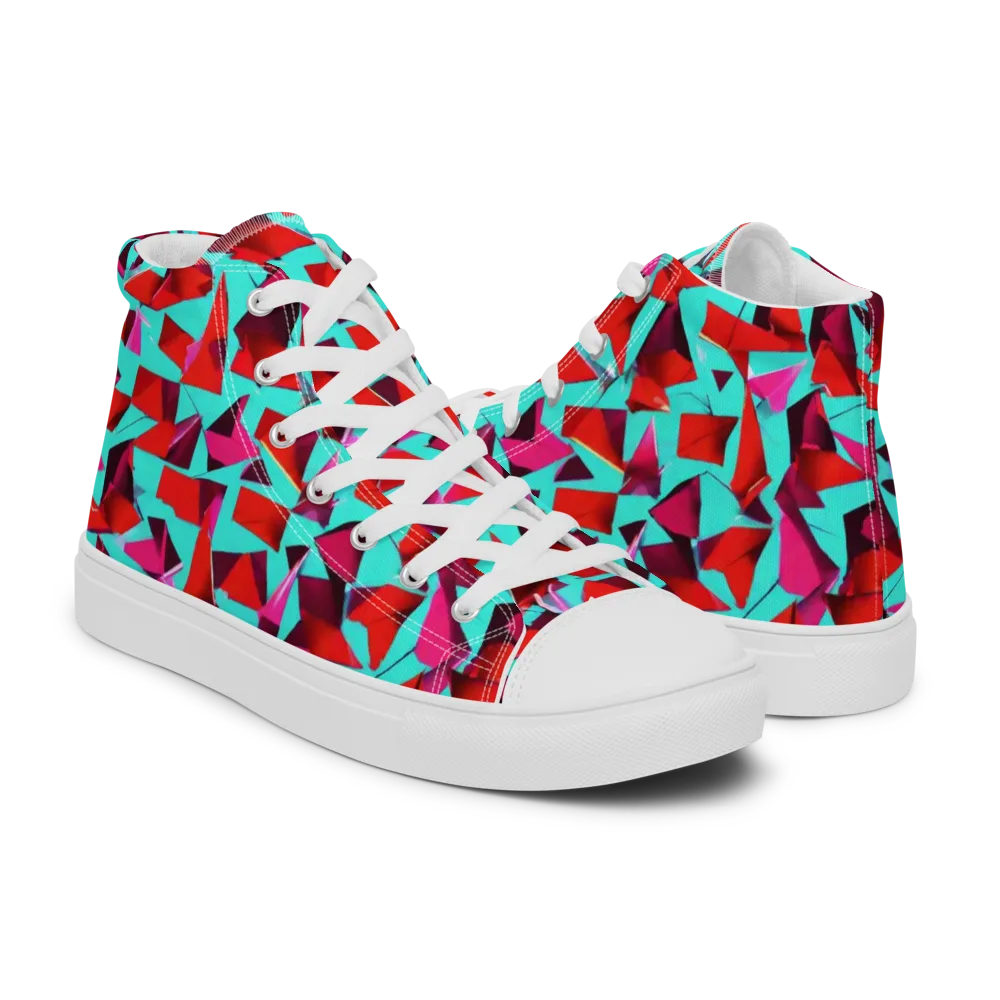 Vermilion Prism on Men's High Top Canvas Shoes — Right