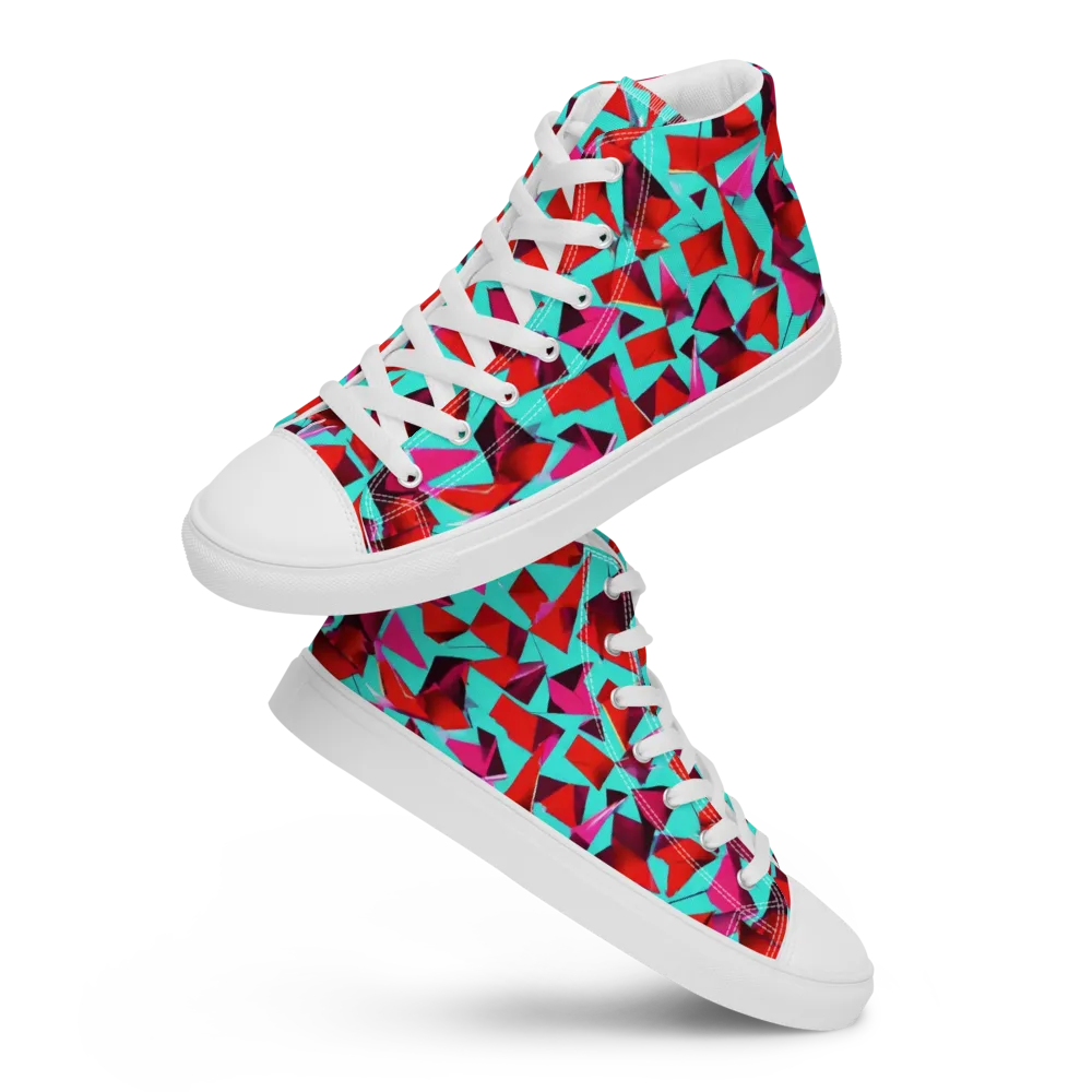 Vermilion Prism on Men's High Top Canvas Shoes — Front