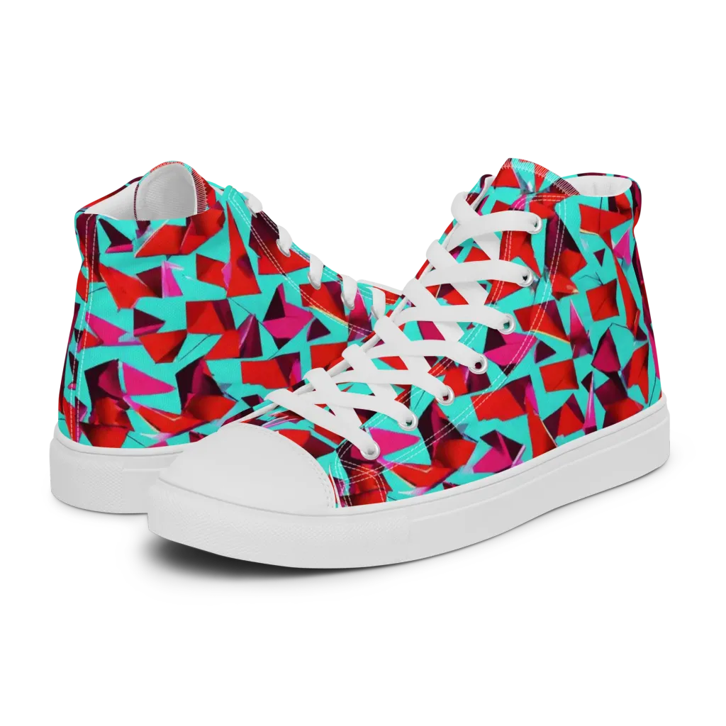 Vermilion Prism on Women's High Top Canvas Shoes — Left