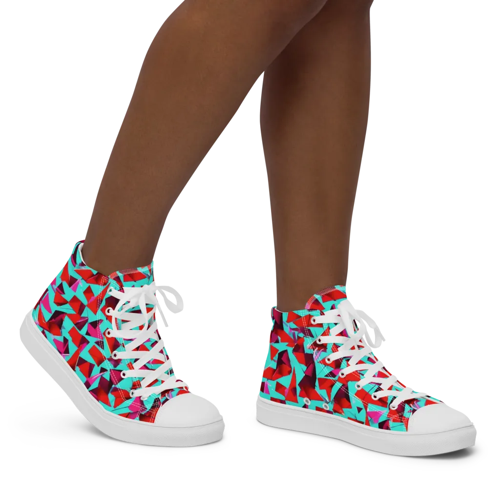 Vermilion Prism on Women's High Top Canvas Shoes — Right